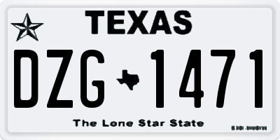 TX license plate DZG1471