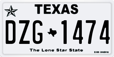 TX license plate DZG1474