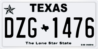 TX license plate DZG1476