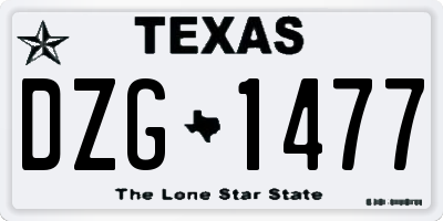 TX license plate DZG1477