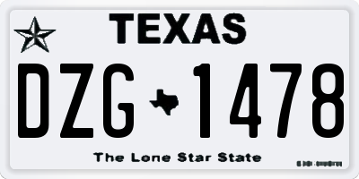 TX license plate DZG1478