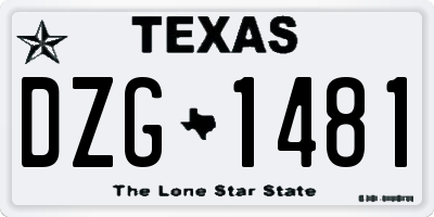 TX license plate DZG1481
