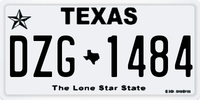 TX license plate DZG1484