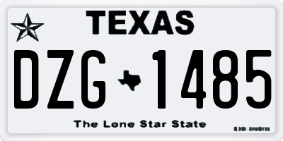 TX license plate DZG1485
