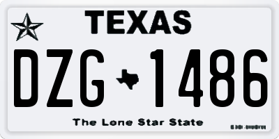 TX license plate DZG1486