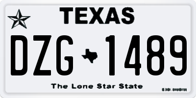 TX license plate DZG1489