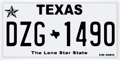 TX license plate DZG1490