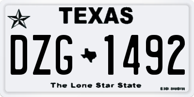 TX license plate DZG1492