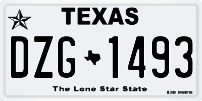 TX license plate DZG1493