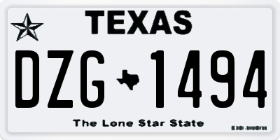 TX license plate DZG1494