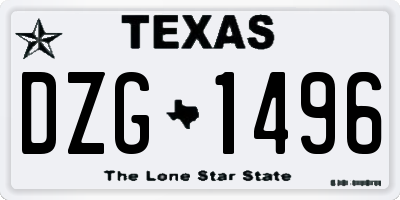 TX license plate DZG1496