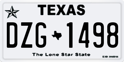 TX license plate DZG1498