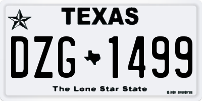 TX license plate DZG1499