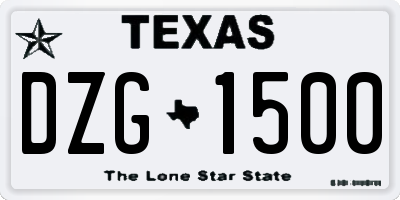 TX license plate DZG1500