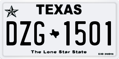 TX license plate DZG1501