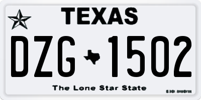 TX license plate DZG1502