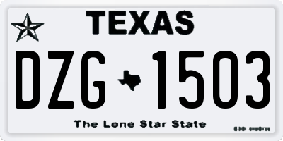 TX license plate DZG1503