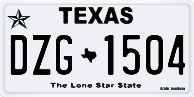 TX license plate DZG1504