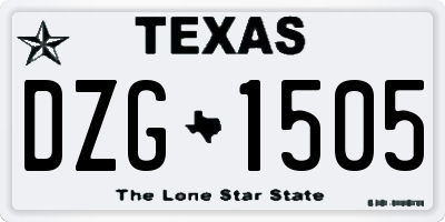 TX license plate DZG1505