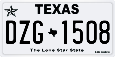 TX license plate DZG1508
