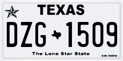 TX license plate DZG1509