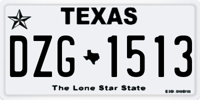 TX license plate DZG1513