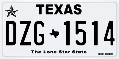 TX license plate DZG1514