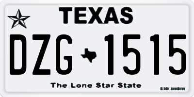 TX license plate DZG1515