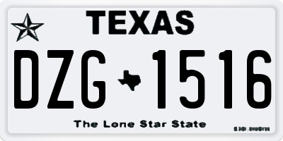 TX license plate DZG1516