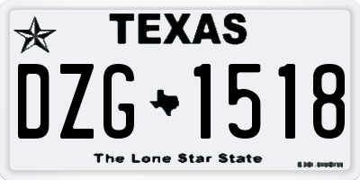 TX license plate DZG1518