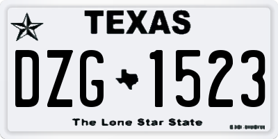 TX license plate DZG1523