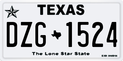 TX license plate DZG1524