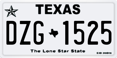 TX license plate DZG1525