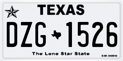 TX license plate DZG1526