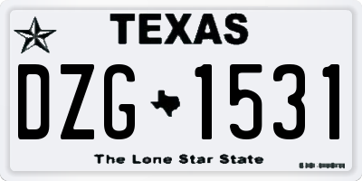 TX license plate DZG1531