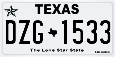 TX license plate DZG1533