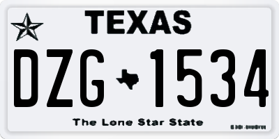 TX license plate DZG1534