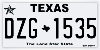TX license plate DZG1535