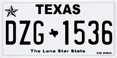 TX license plate DZG1536
