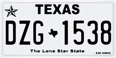 TX license plate DZG1538