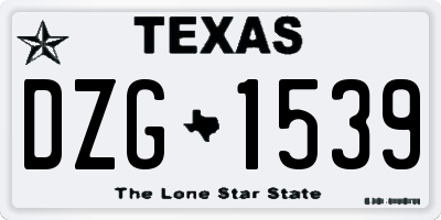 TX license plate DZG1539