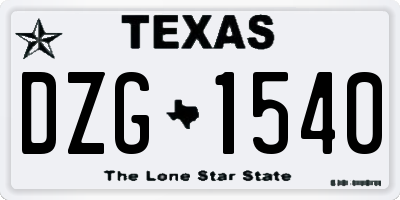 TX license plate DZG1540