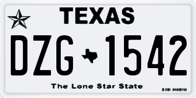 TX license plate DZG1542