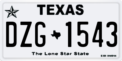 TX license plate DZG1543