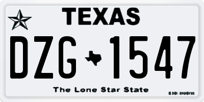 TX license plate DZG1547