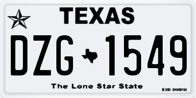 TX license plate DZG1549