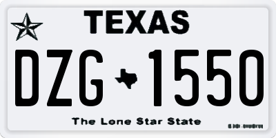 TX license plate DZG1550