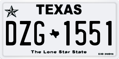 TX license plate DZG1551