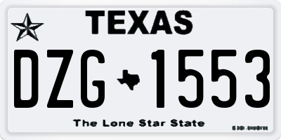 TX license plate DZG1553