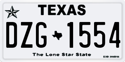 TX license plate DZG1554
